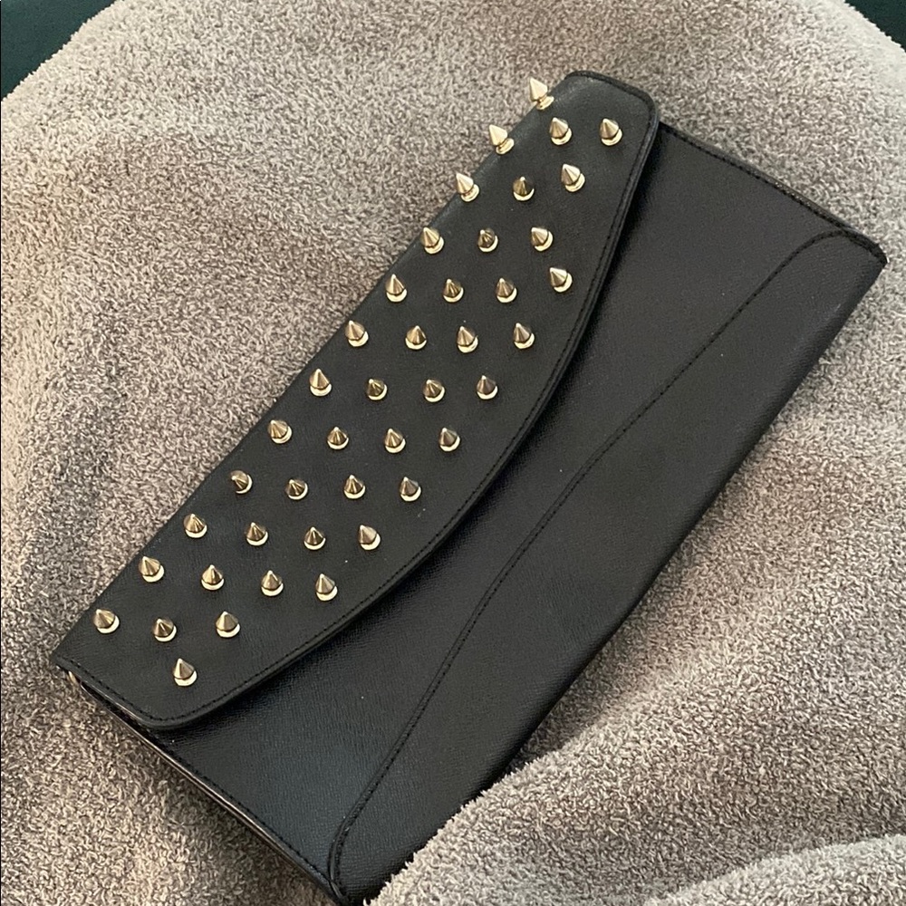 Studded Faux Leather Clutch